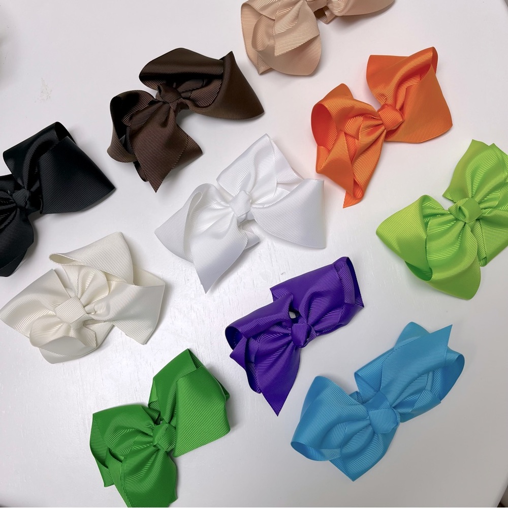 Bundle of 10 Girls/Baby Bows Hair clips- Multicolor